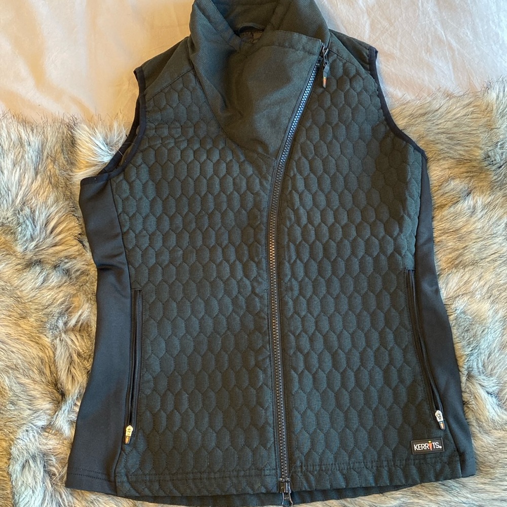 Kerrits Black Quilted Vest with Overlap Zip
